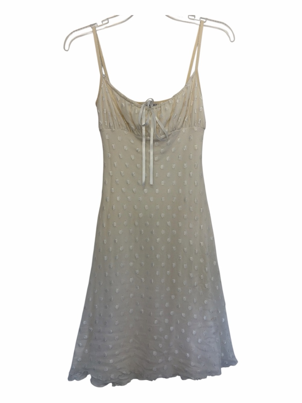 bebe Cream Lace-Detail Vintage Slip Dress